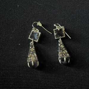 Kendra Scott gold with smoke crystal drop earrings